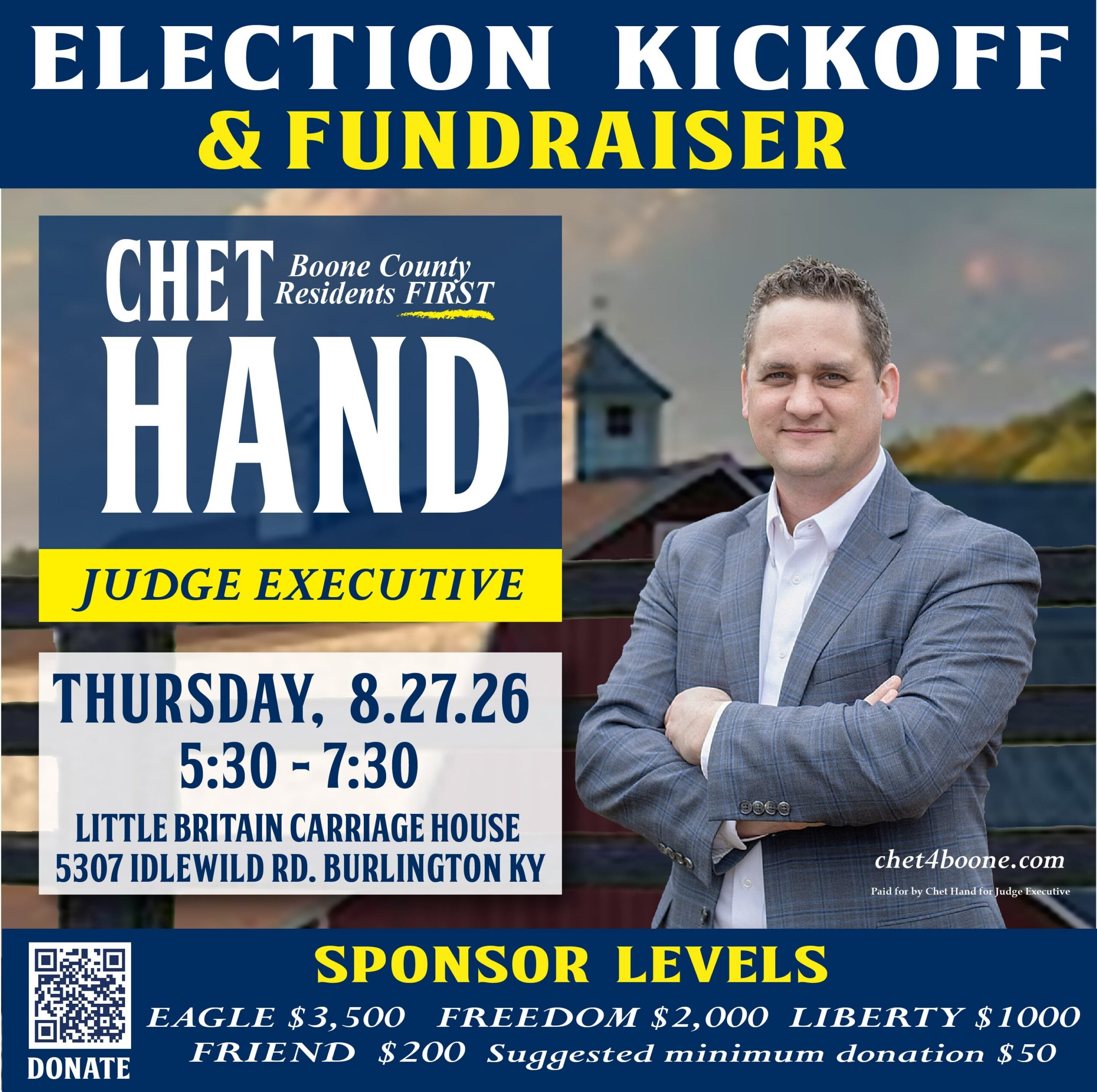 Election Kickoff and Fundraiser Chet Hand for Judge Executive
